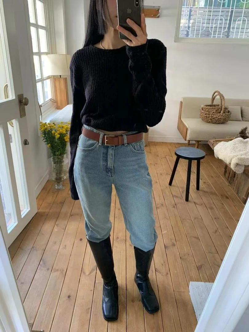 gam新款薄绒牛仔裤