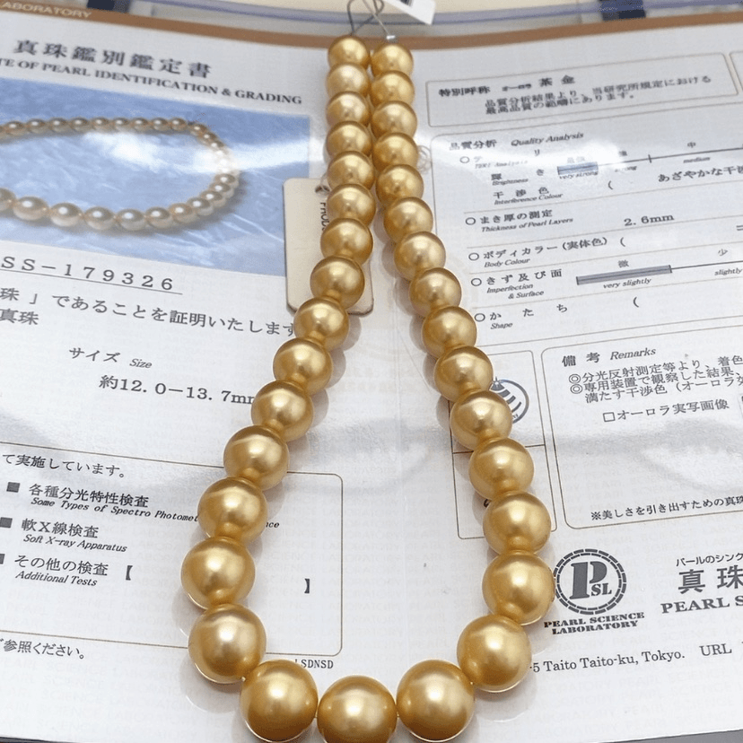 【闪购商品】海水珍珠项链未镶嵌胖*12-13.7茶金项链-2