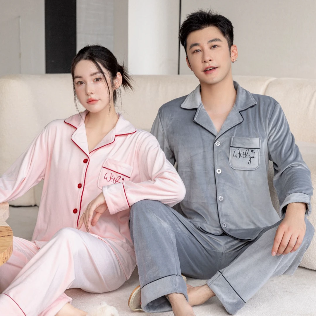 【海岛绒】双面绒加绒秋冬季大码男士长袖保暖家居服睡衣薄绒套装