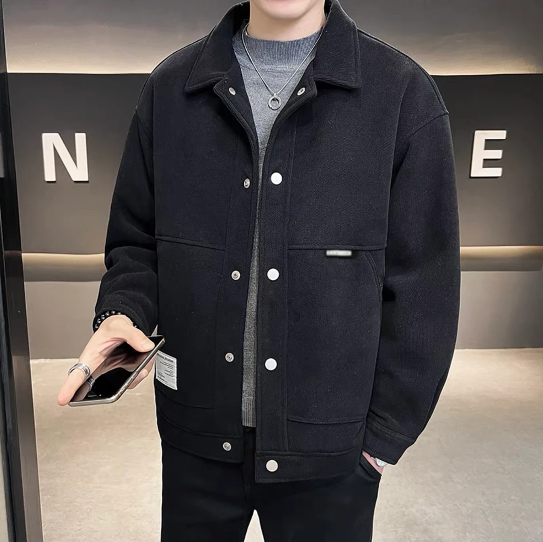 冬季肌理感欧棉绒拼接翻领羽绒服休闲百搭潮流时尚加厚羽绒服8188