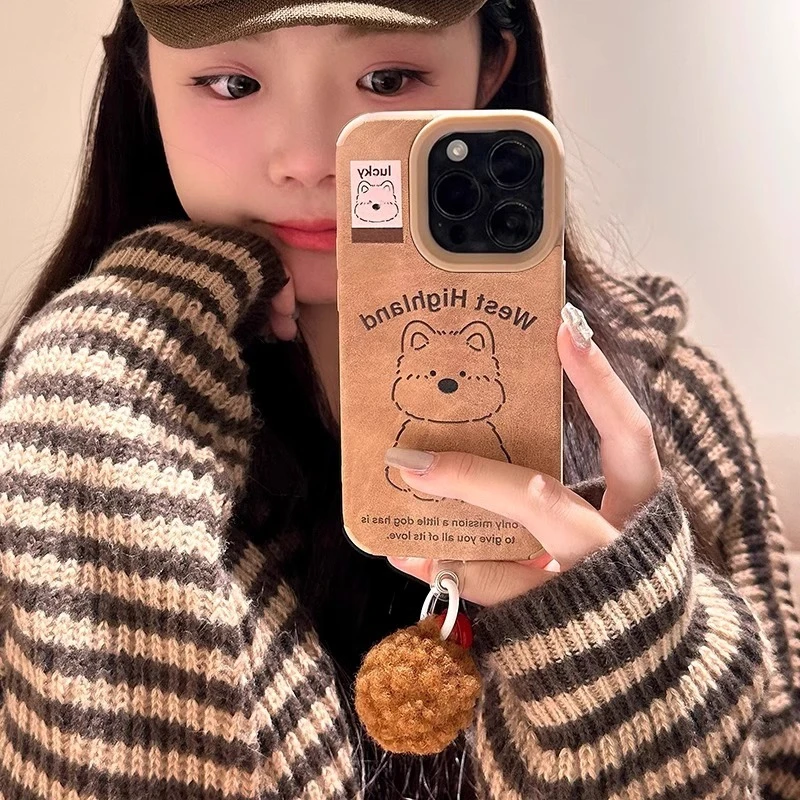西高地小狗适用苹果16promax手机壳可爱卡通iphone15秋冬新款