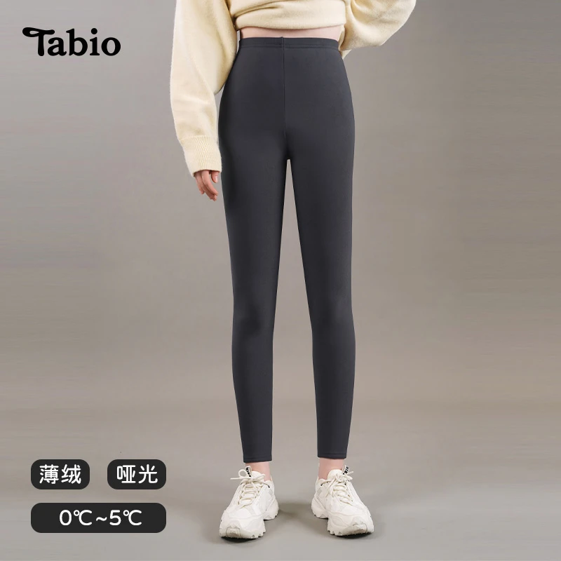 Tabio秋冬黑色显瘦保暖加绒外穿不掉档女9分打底裤丝袜011850171