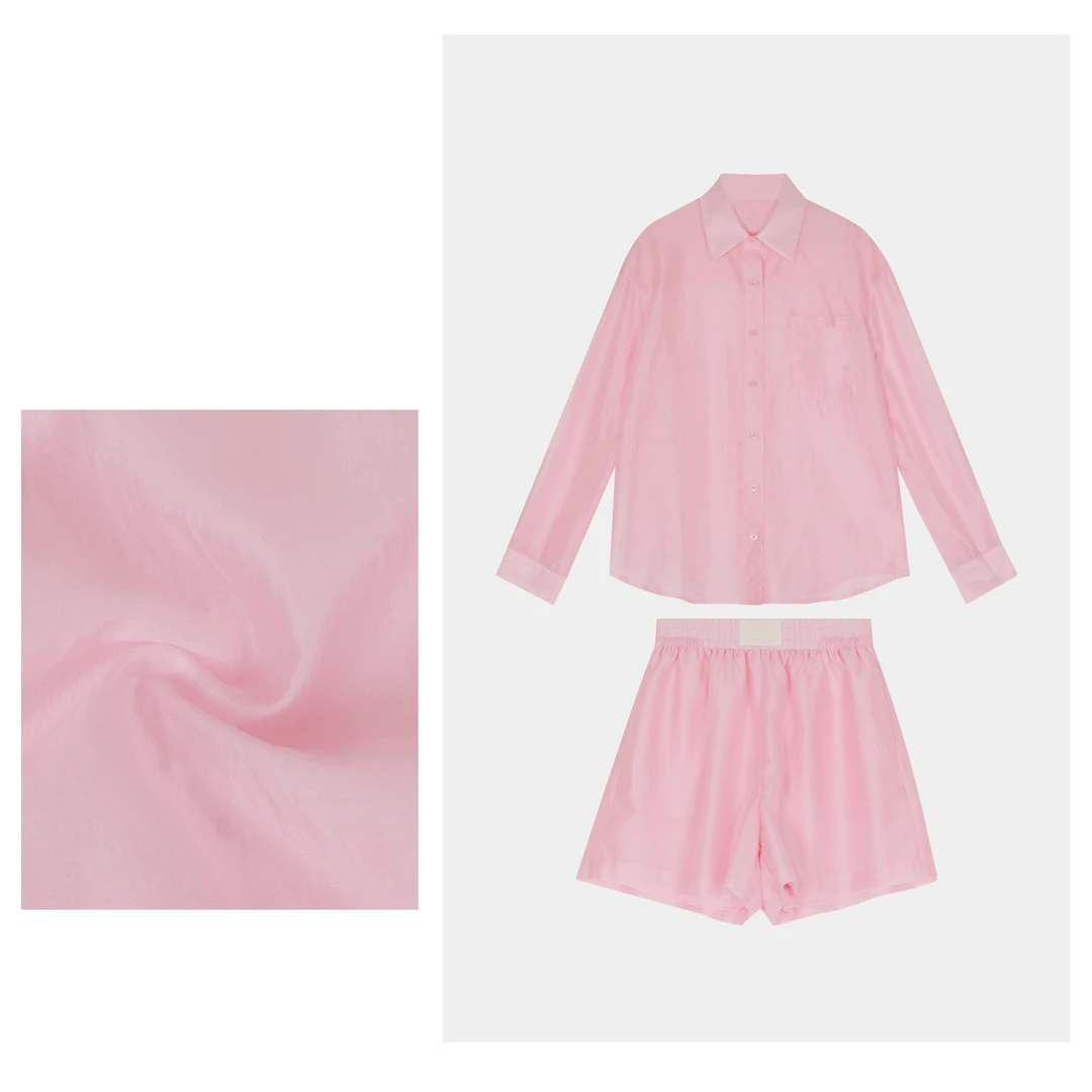 【ZJ】2024新款衬衫短裤长袖夏季宽松套装 9681