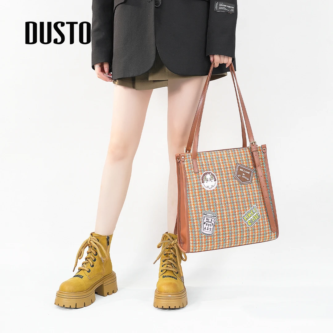 DUSTO/大东单肩包2023秋季新款女士大容量包包美式复古托特包2210
