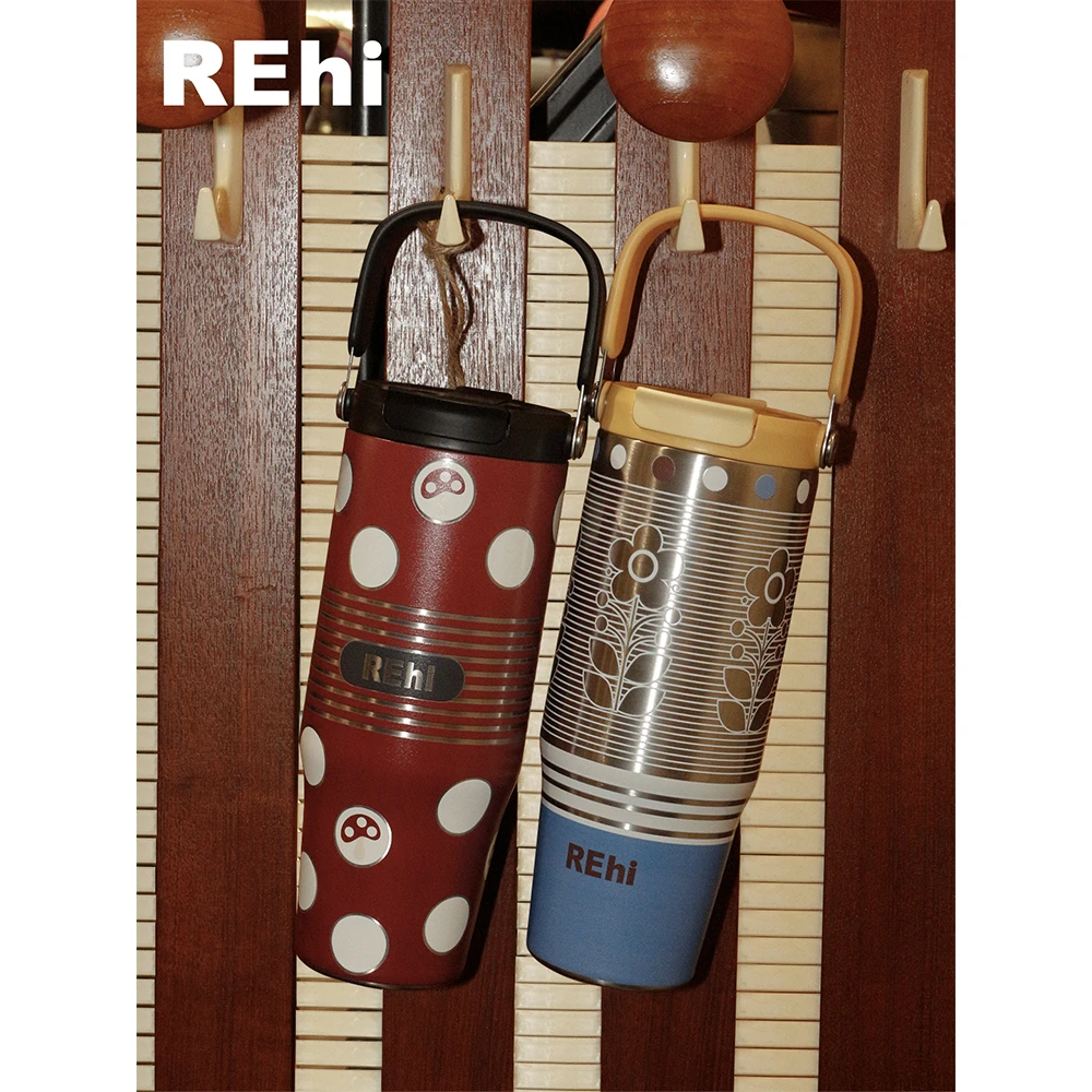 REhi 温暖记忆不锈钢水杯 原创趣味双层304不锈钢大容量水杯便携