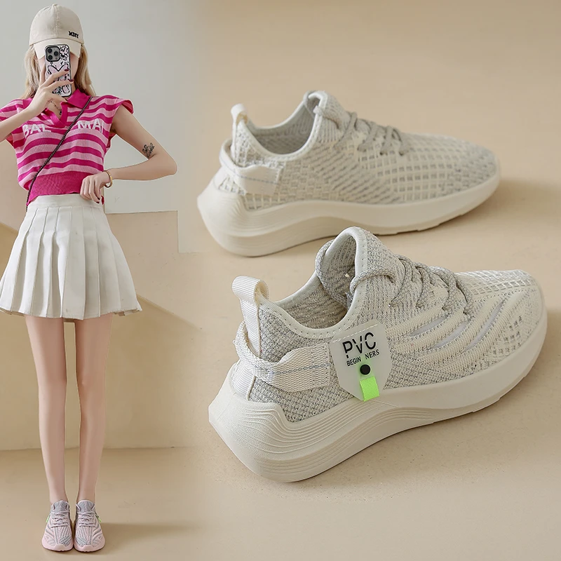 椰子鞋女夏季网面运动小白鞋2024新款百搭孕妇轻便软底防滑跑步鞋