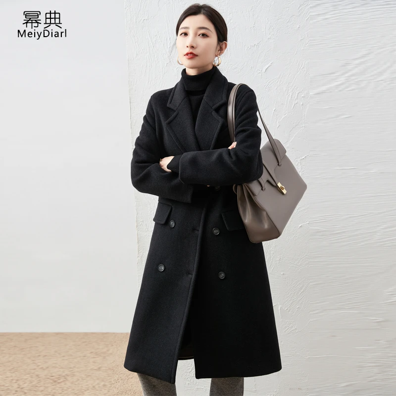 清【老钱风】毛呢大衣新款冬季中长款毛呢子阔版毛呢外套加厚820