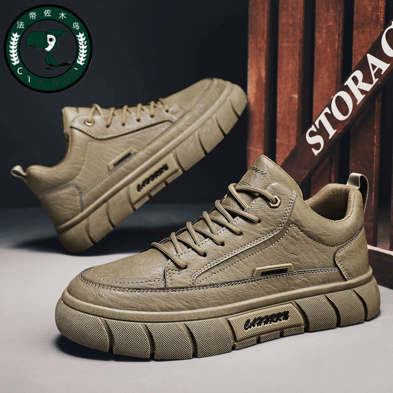 工装男鞋皮面潮鞋男款马丁鞋子秋冬季2024新款运动休闲鞋男士潮鞋