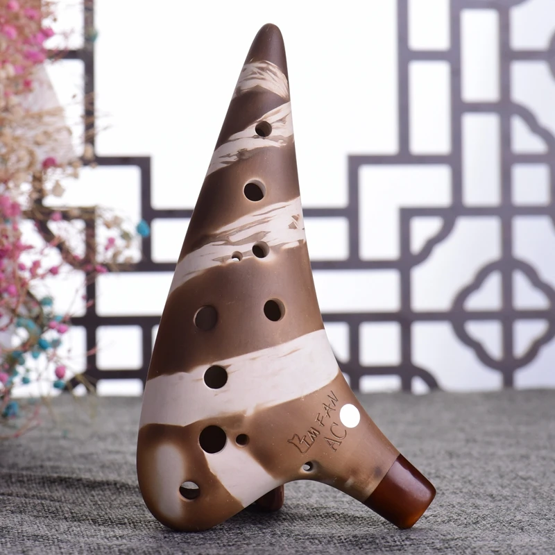 FAN牌陶笛十二孔陶笛ac演奏级“竹”素烧系列音色沧桑副孔完美