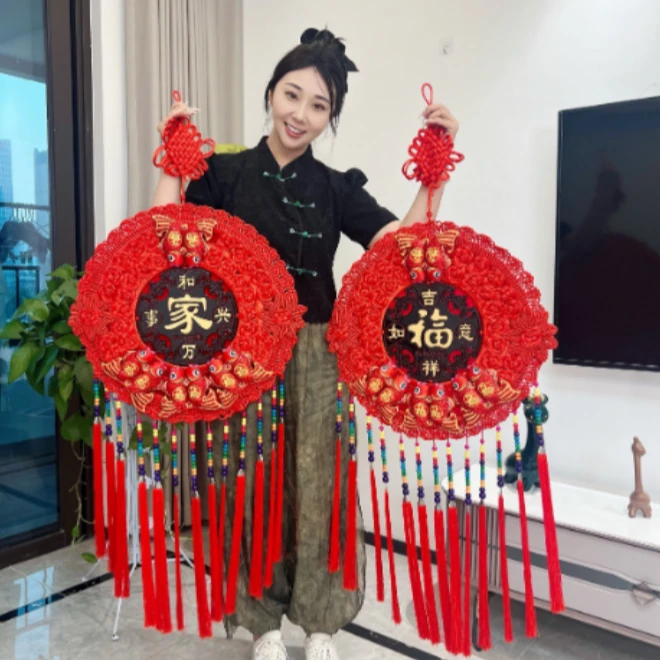 新款特大号太阳花55×135民族风中国结玄关影视墙挂件背景墙挂饰