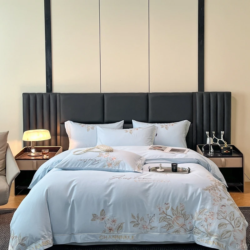 富安娜新款A类母婴级100支全棉磨毛四件套亲肤裸睡床单被套上用品