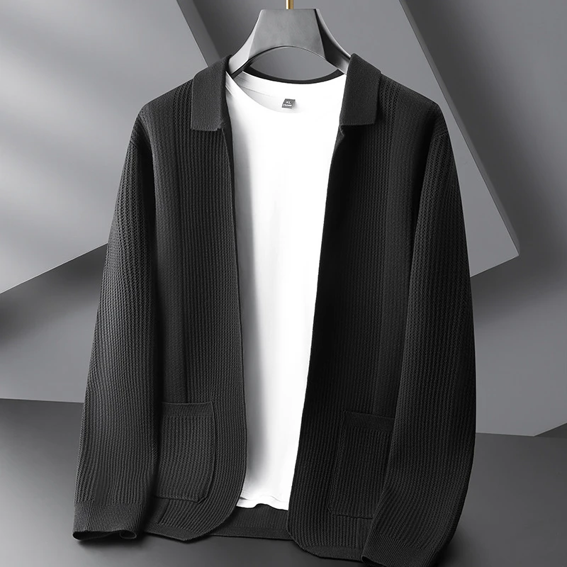 【大码男装】春秋百搭新款针织衫开衫外套高品质加肥加大码轻奢针织