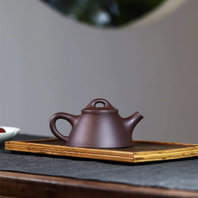 宜兴紫砂壶  原矿紫泥霸王石瓢家用手制雅品泡茶壶茶具200毫升