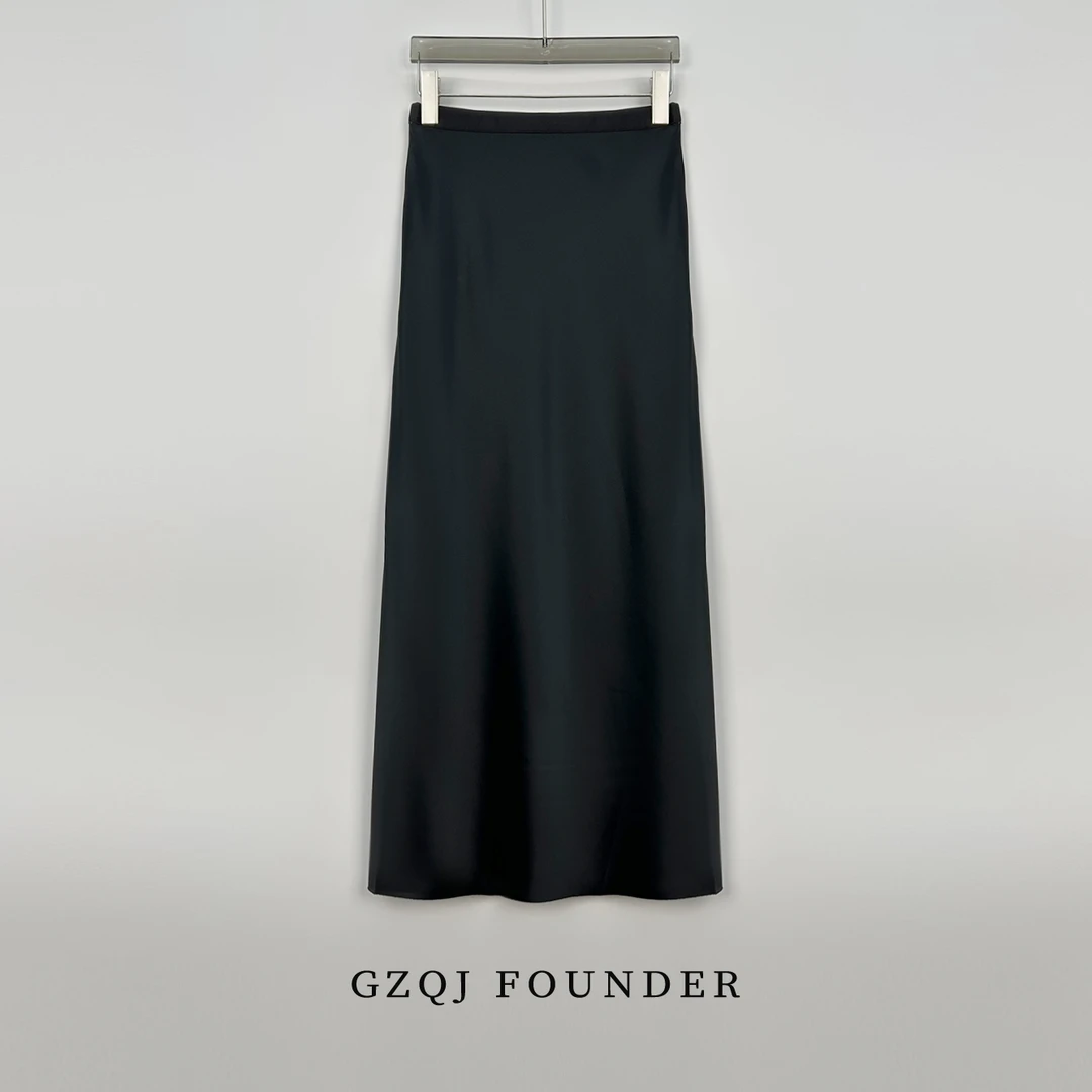 GZQJ 小众设计高级感黑色开叉气质显瘦半身裙夏1447