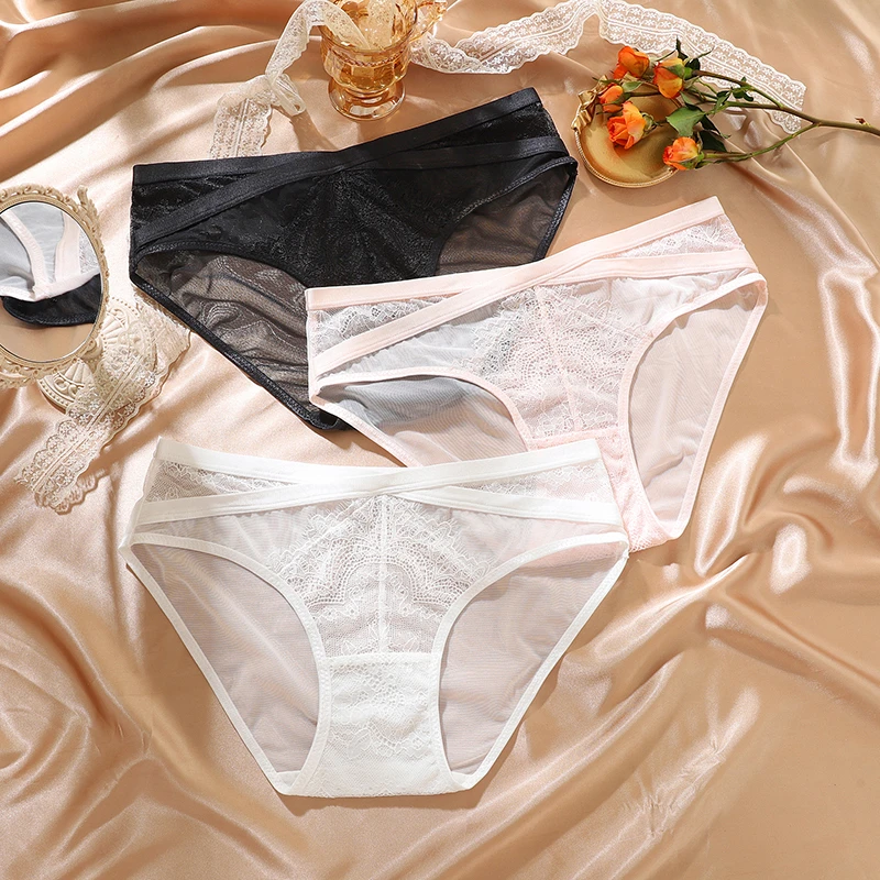 3条 暧昧心机~法式女士性感内裤女生蕾丝网纱夏季爆款女2024新款