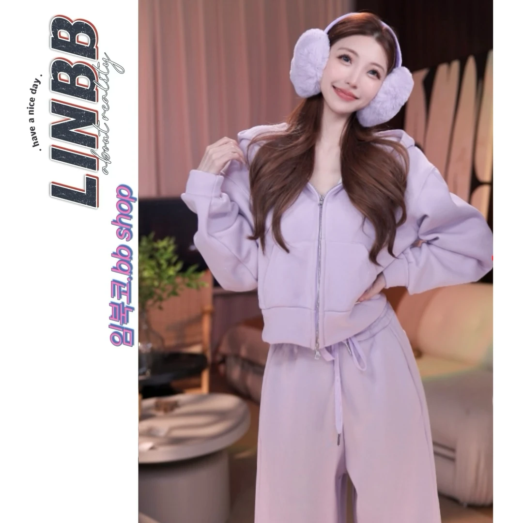 林北鼻-【便利店】韩单定制水晶绒针织棉显白显瘦套装