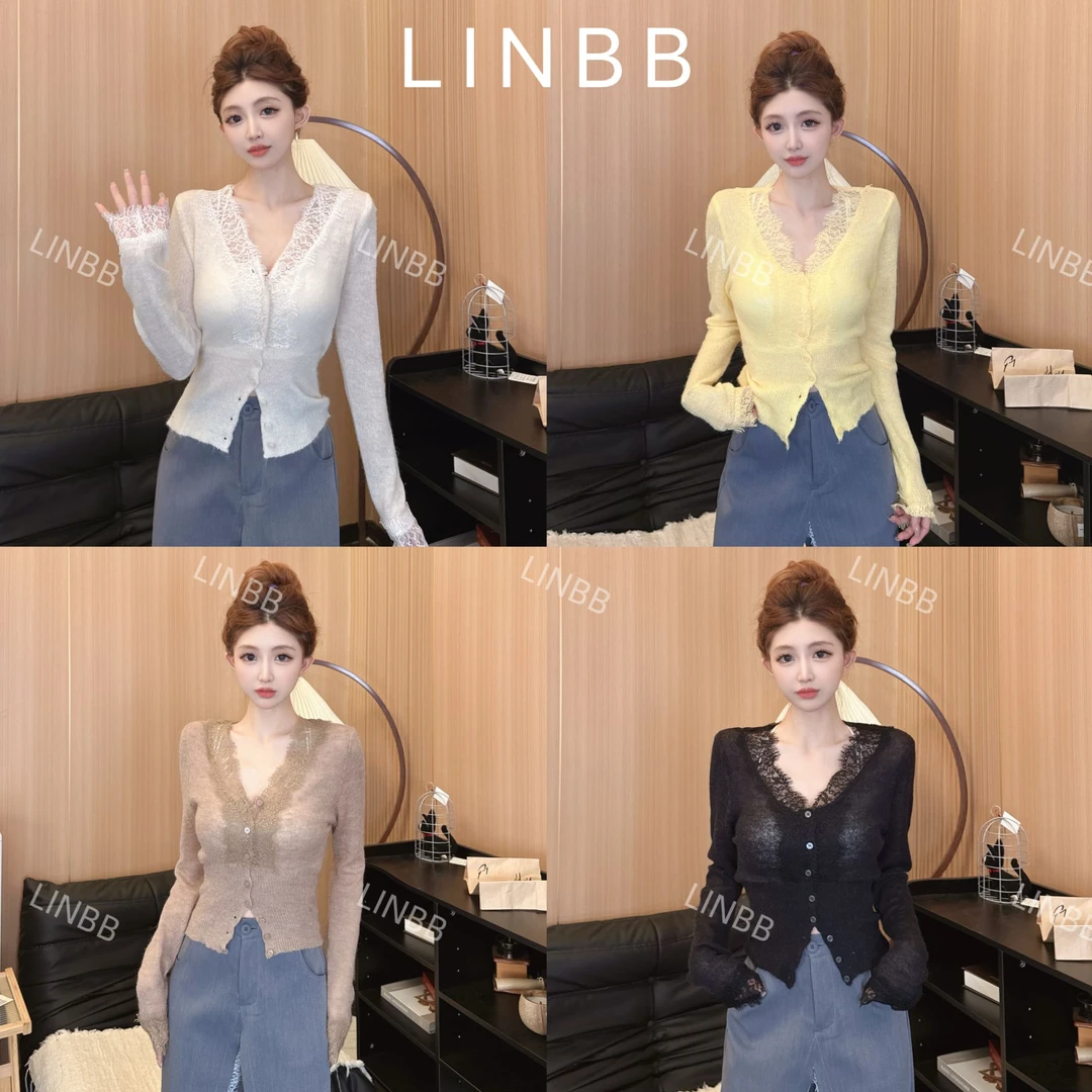 林北鼻-【小布偶】韩单气质百搭针织蕾丝内搭毛衣