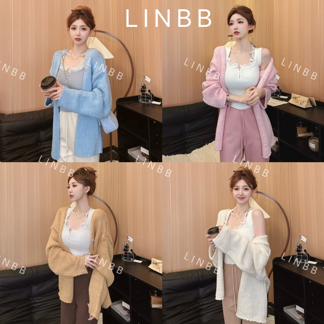 林北鼻-【奈奈子】慵懒感针织柔软宽松毛衣开衫外套