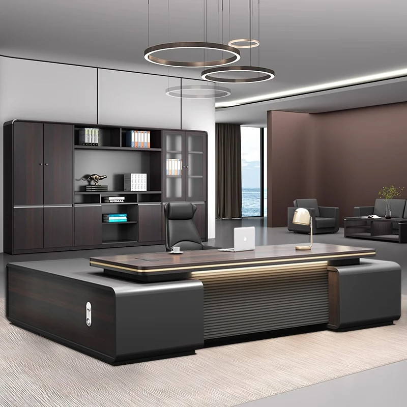 轻奢办公桌老板桌大班台办公室经理桌总裁领导董事长办公桌椅组合