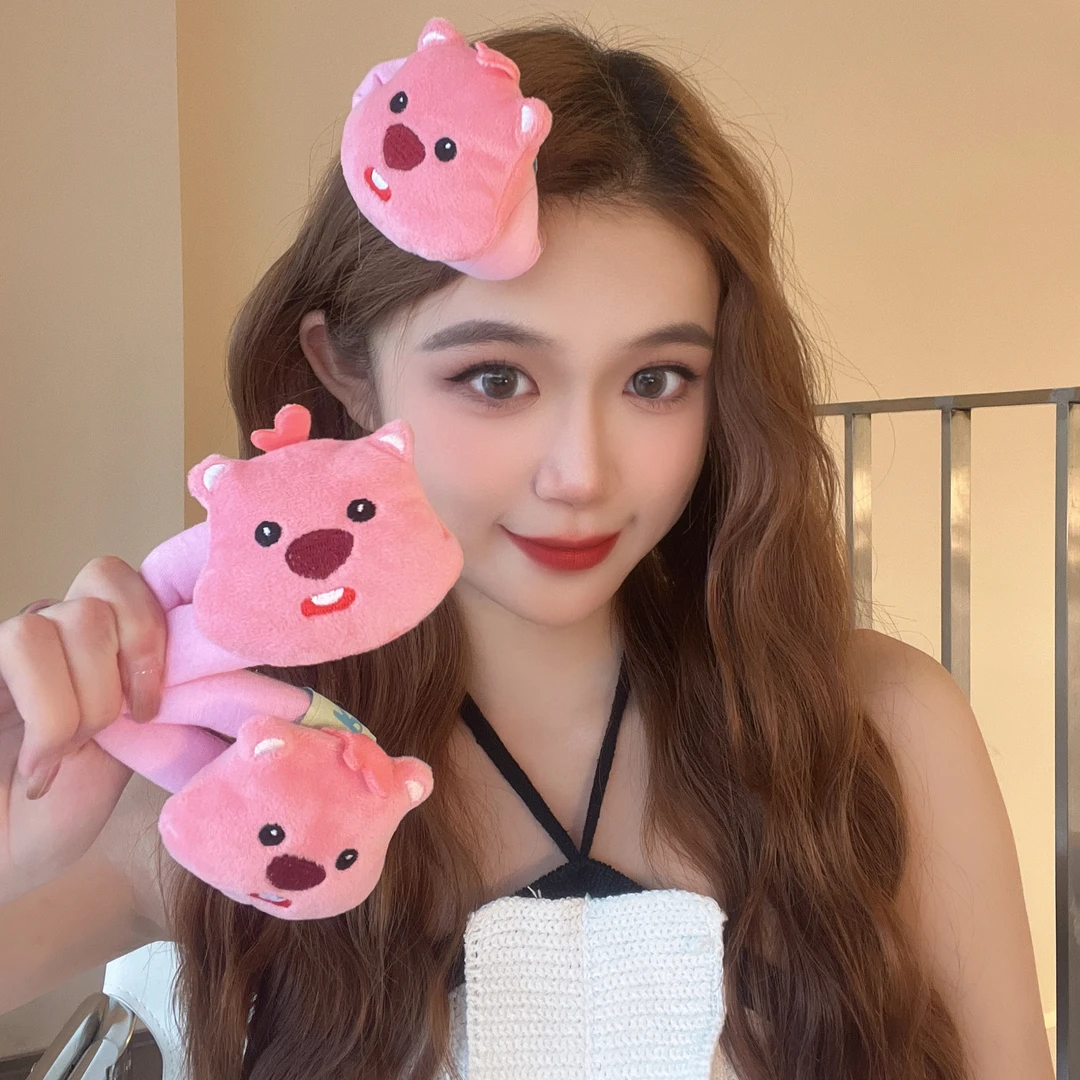 毛绒loppy发夹BB夹小海狸掰掰夹网红少女心学生抓夹头饰