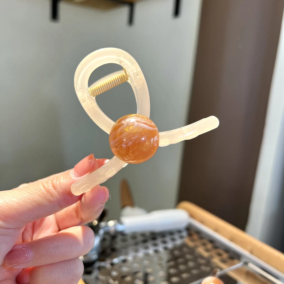 中号果冻珠珠发夹后脑勺气质抓夹鲨鱼夹半扎发饰高级感简约A79