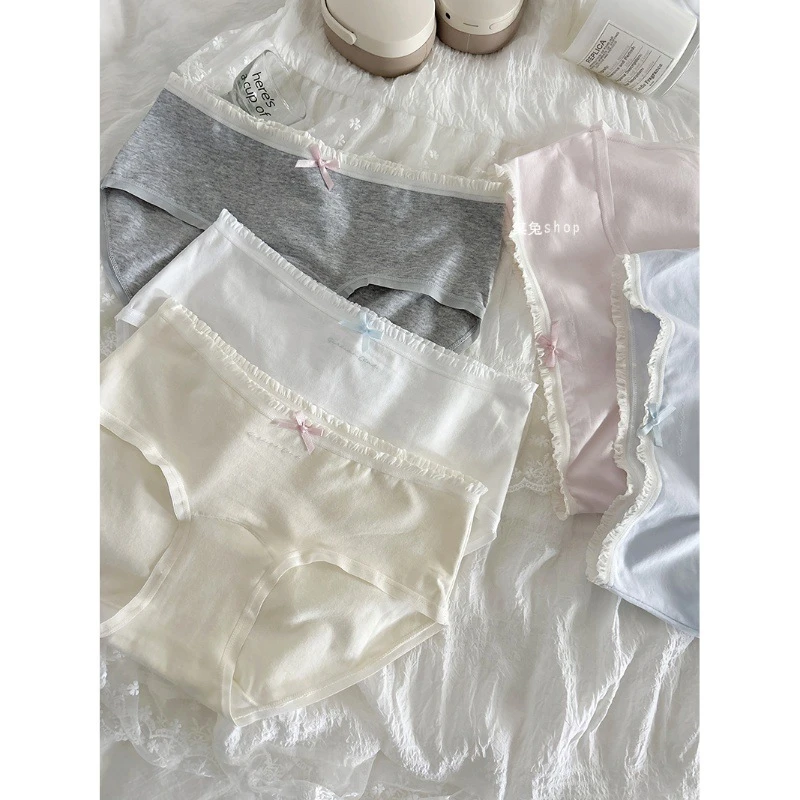 3条装~边/纯欲日系甜美A类棉加长裆少女内裤纯棉女生女款三角裤