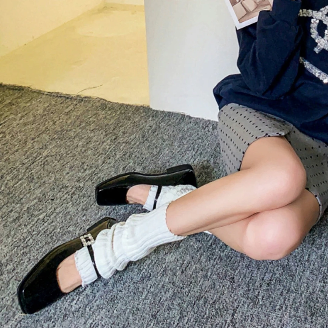 白色袜套女款冬季加厚保暖日系辣妹jk学院风小腿堆堆袜针织腿套潮