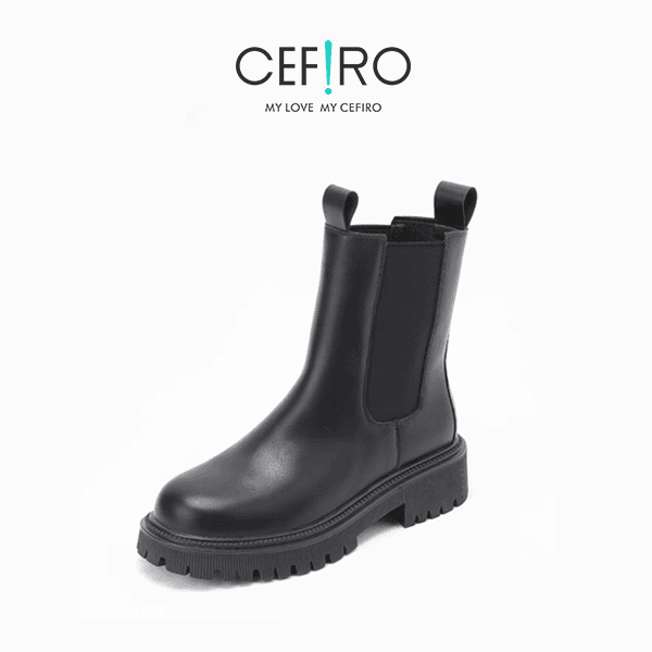 cefiro/塞飞洛 【·】FL牛皮马丁靴AFF2E00799黑色中筒