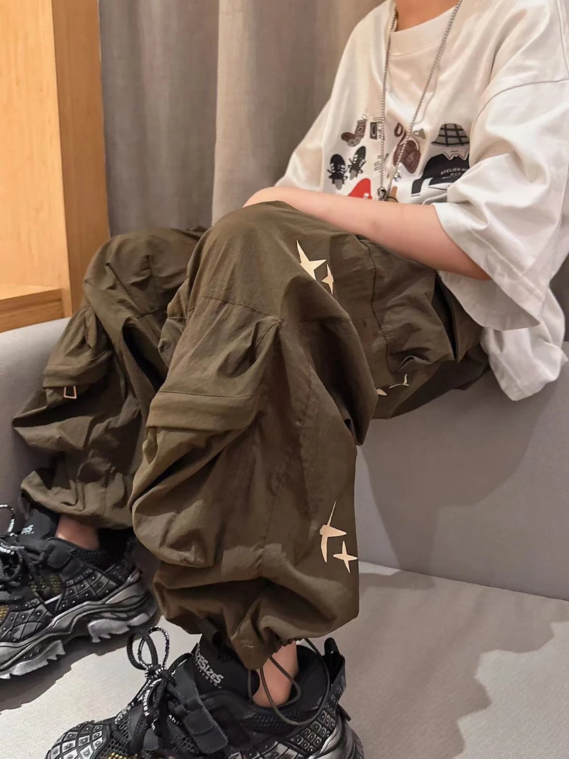 【蜡小新潮童】【生耶拿铁】夏天穿的超薄裤，模特穿140，