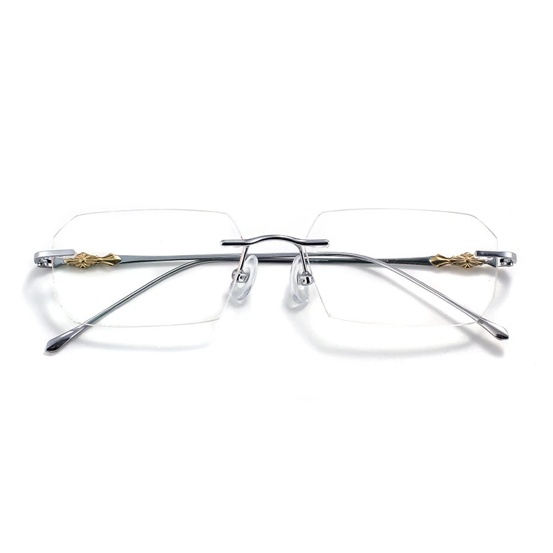 小红书同款纯钛无框眼镜可配度数素颜防蓝光切边近视眼镜框架