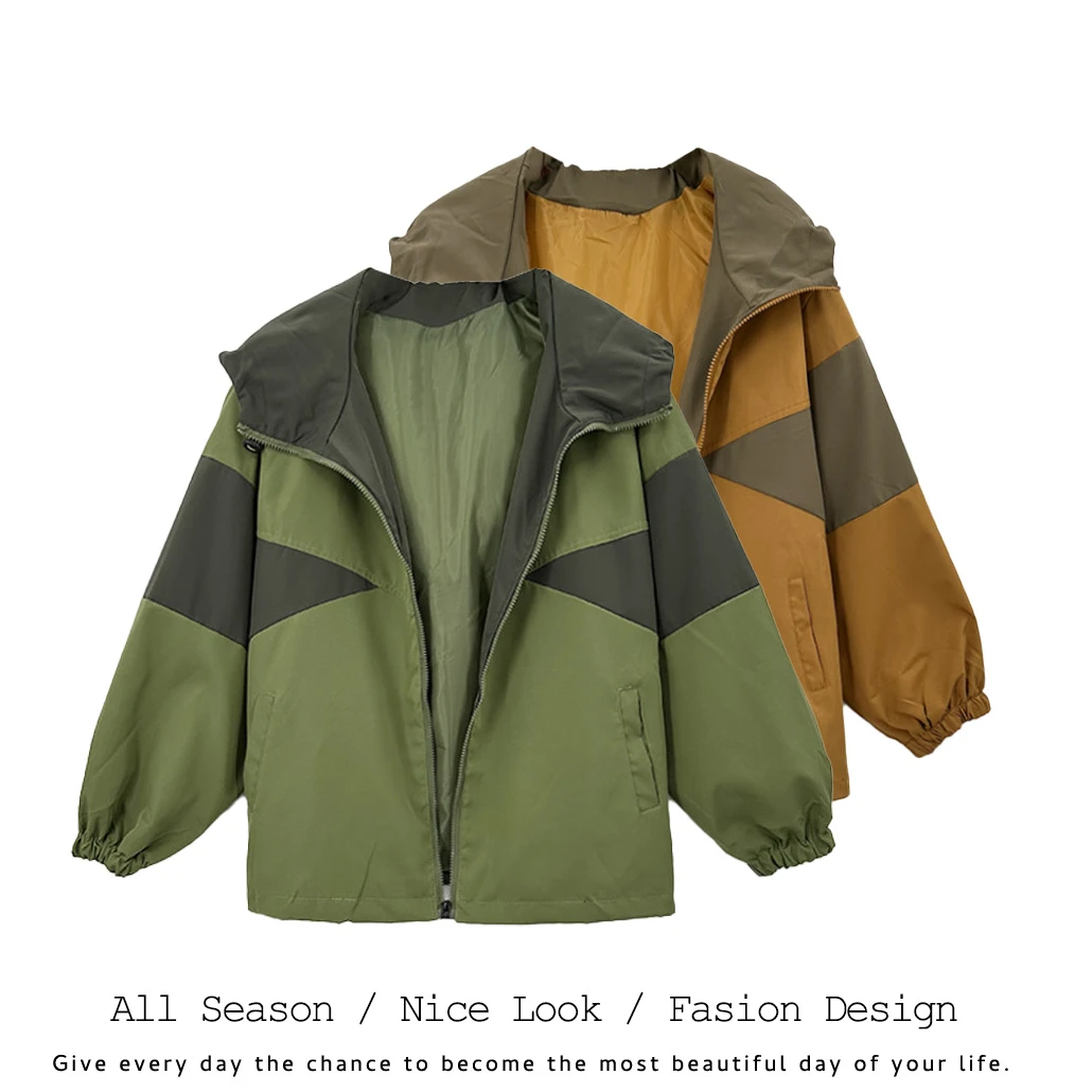 120/115  欧货时尚潮流百搭双色休闲宽松春秋季外套   款号#302