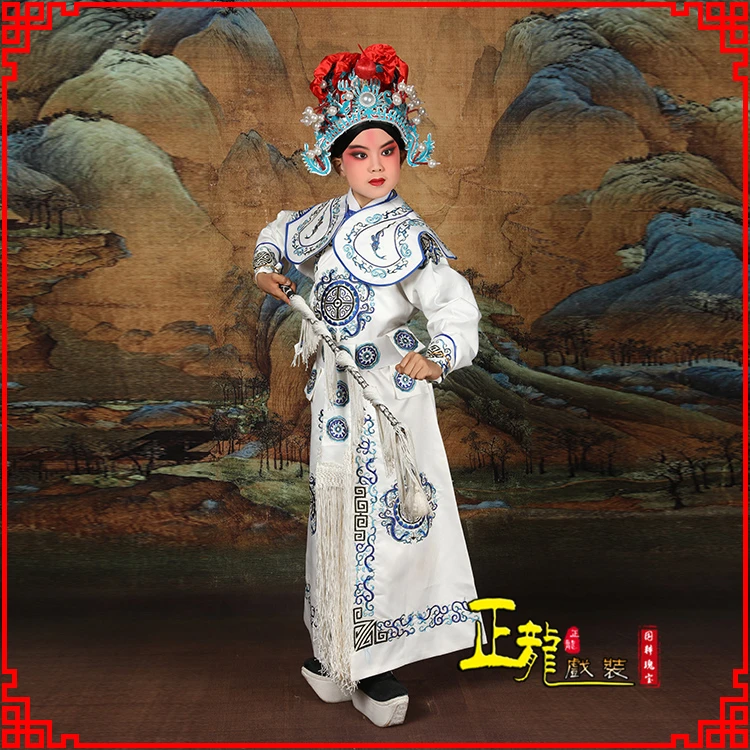 正龙戏装京剧戏曲演出服装古装武生武将杨文广衣儿童团花箭衣