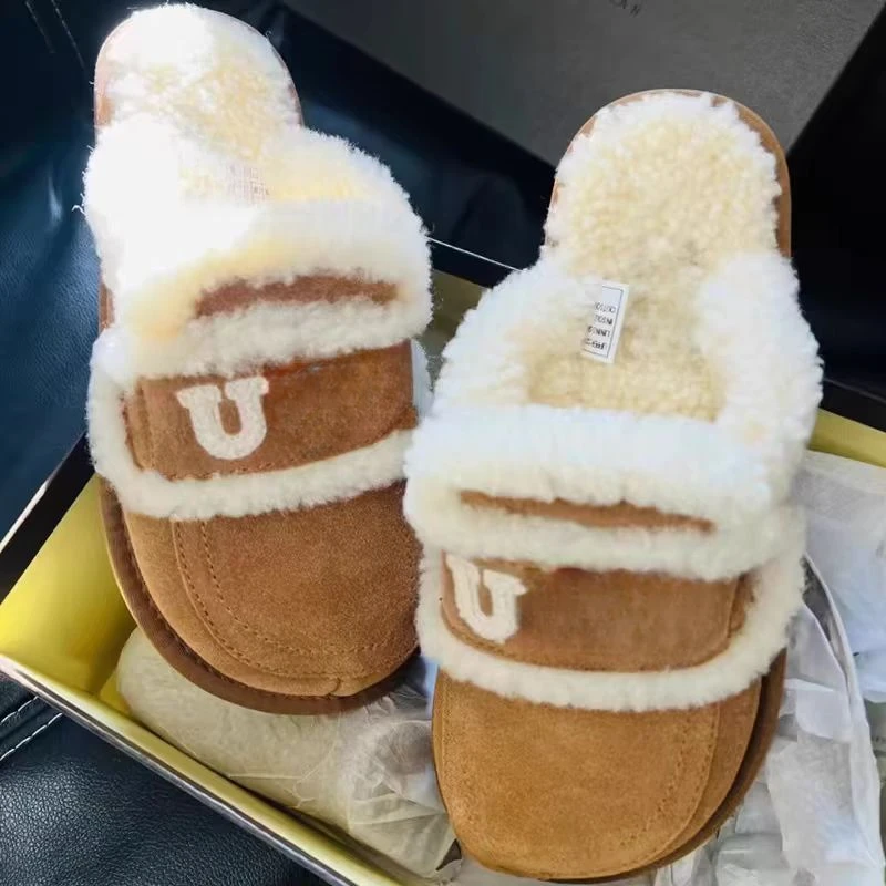 桑坡毛毛拖雪地靴2024年新款秋冬款棉拖防滑爆款保暖防冻厚底增高