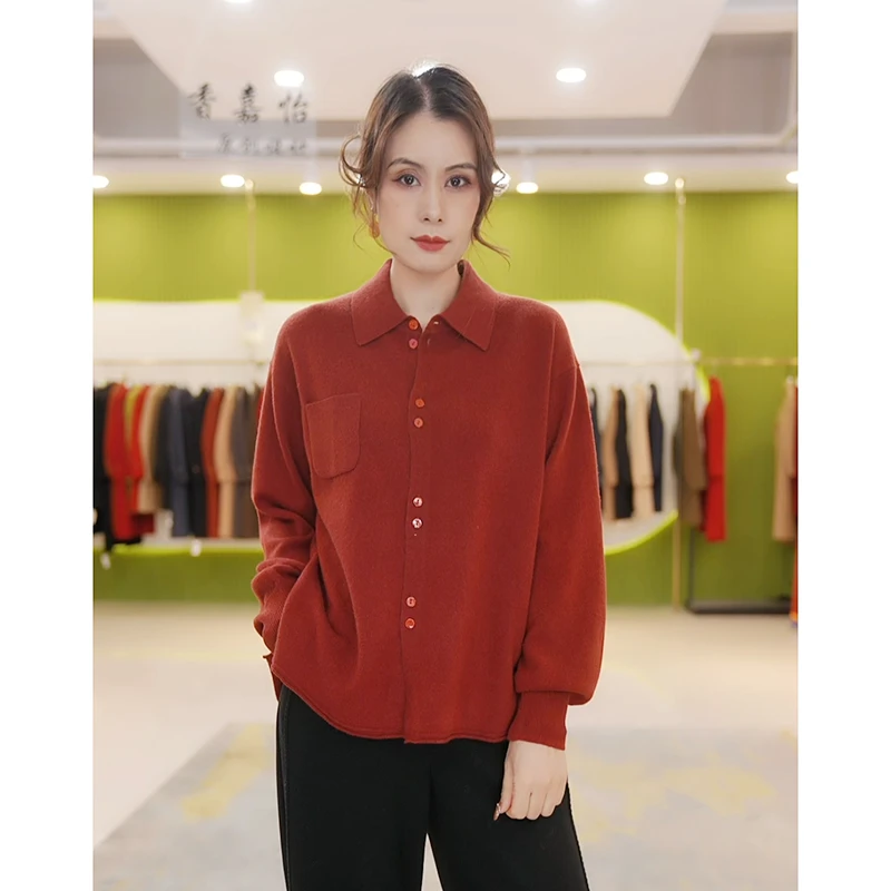 【香嘉怡新品】XJYD9933女士上衣绵羊毛2024早秋新款韩版网红款