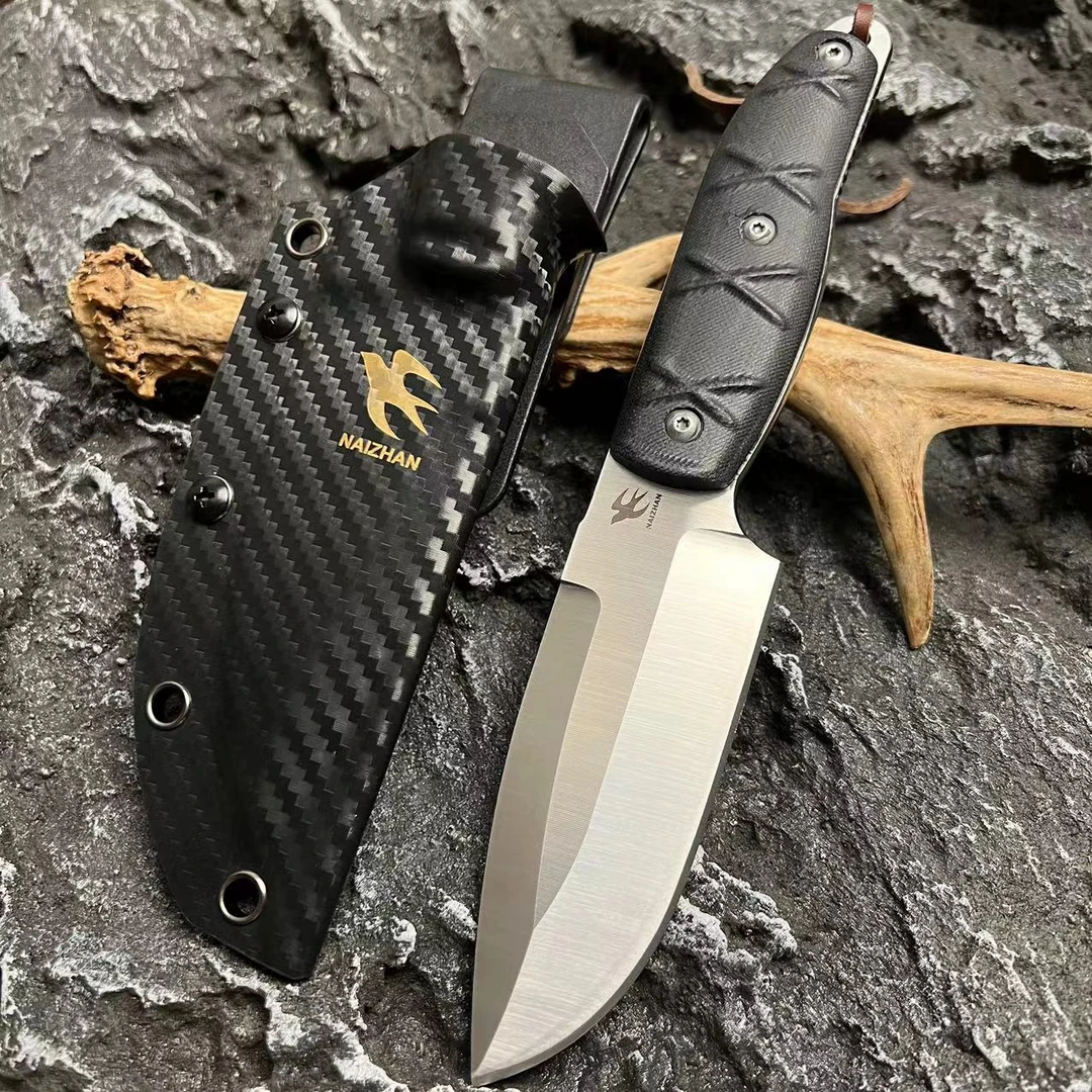 【耐战】鱼鳍 DC53钢拉丝鱼头刃蜂窝G10全钢一体高硬度户外厨猎工具