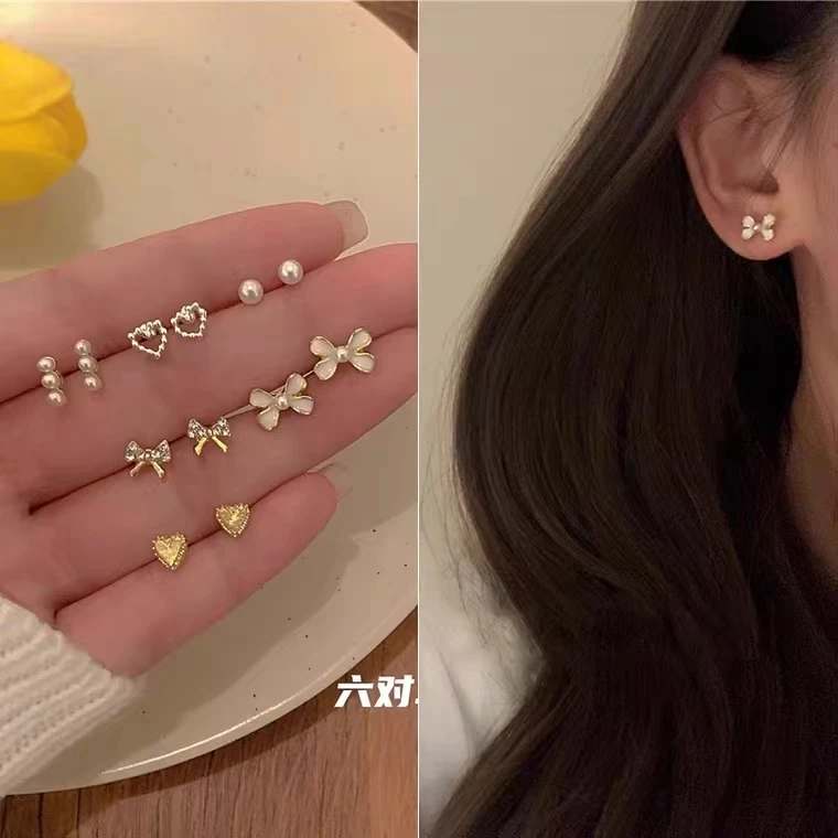 s925耳钉少女心温柔耳钉高级感套装简约甜美小巧