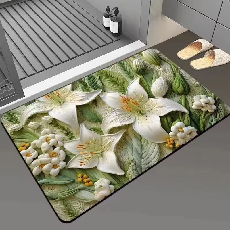 新款耐脏硅藻泥地垫浴室吸水脚垫卫生间防滑垫入户门垫厨房耐脏