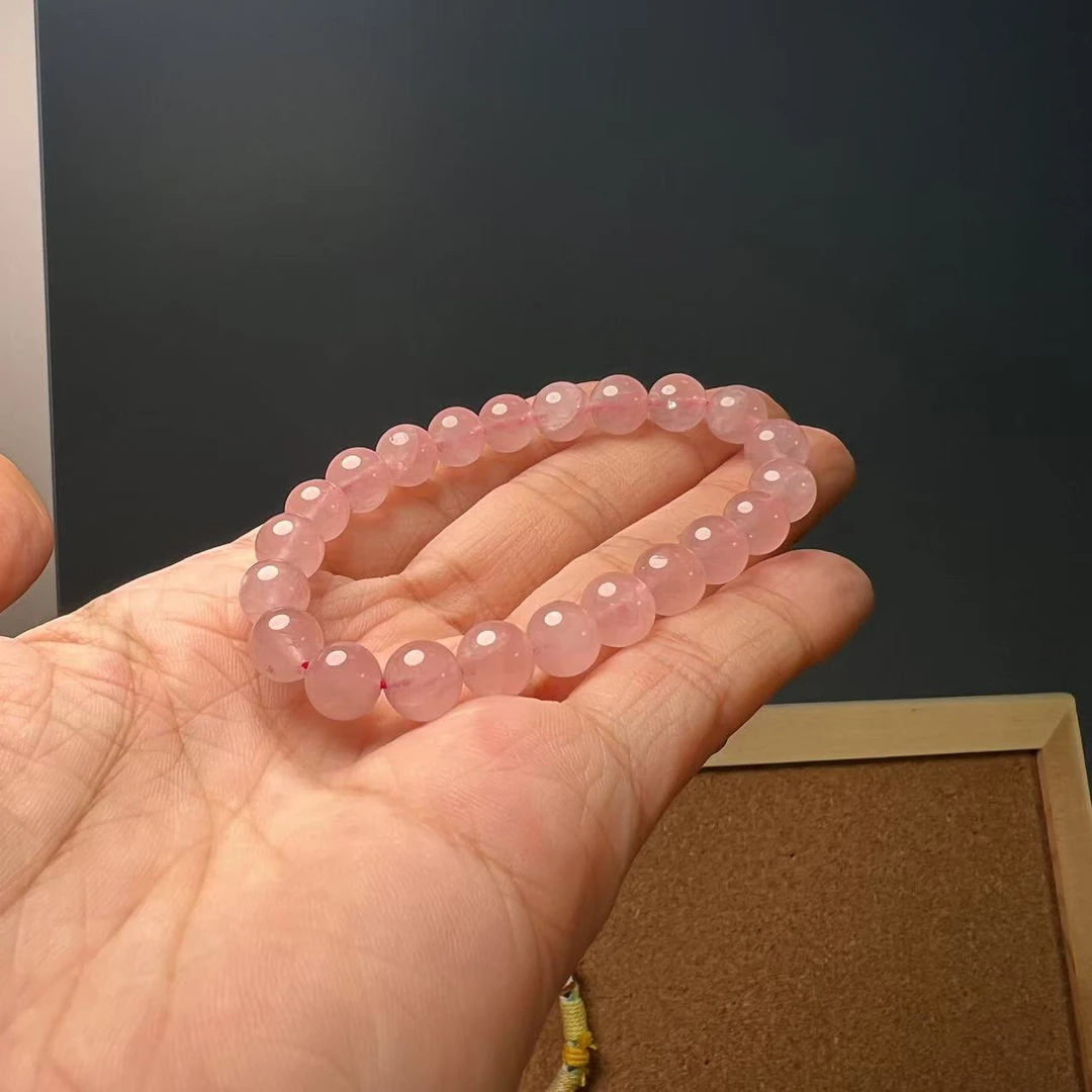 天然粉水晶 马达加斯加原矿 单圈手串