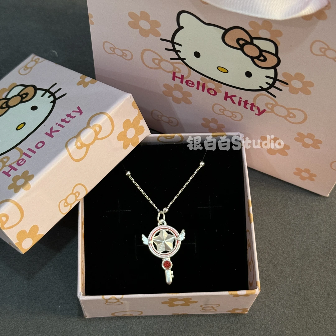 吊坠足银 足银999魔卡少女樱纯银小樱魔法棒吊坠项链可爱少女心