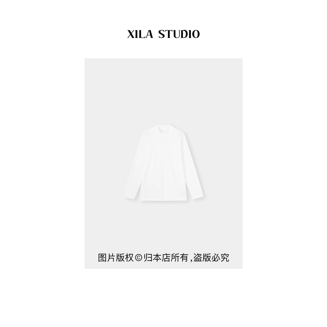 【XILA】简约时髦小立领纯色T恤长袖