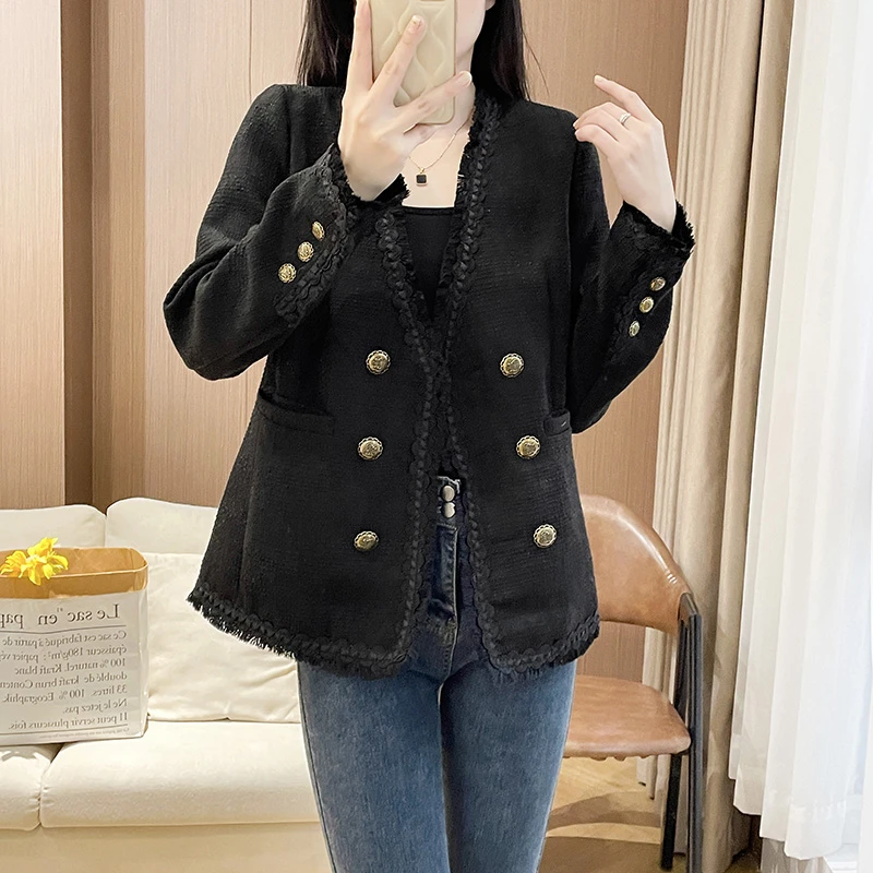 名媛小香风ol短款外套2025轻奢春秋新款粗花呢法式洋气流苏上衣女