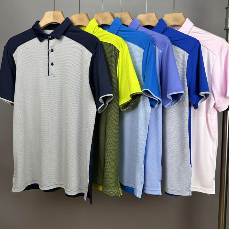 高尔夫系列！84美刀！夏季男士外贸科技功能速干拼接运动POLO衫潮