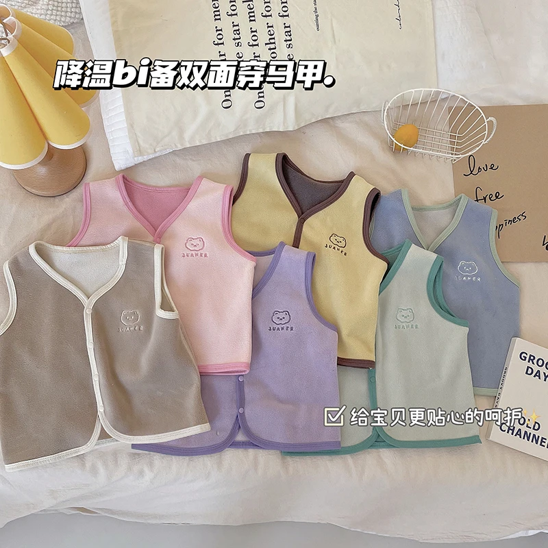 儿童奥利绒保暖马甲2023新款男女童冬季打底背心宝宝多色背心童装