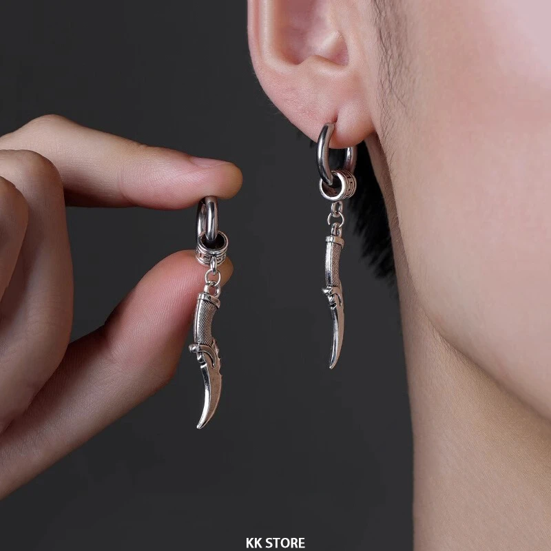 钛钢耳饰 藏式民族风ins藏刀耳坠男个性小众百搭不掉色耳钉耳饰女