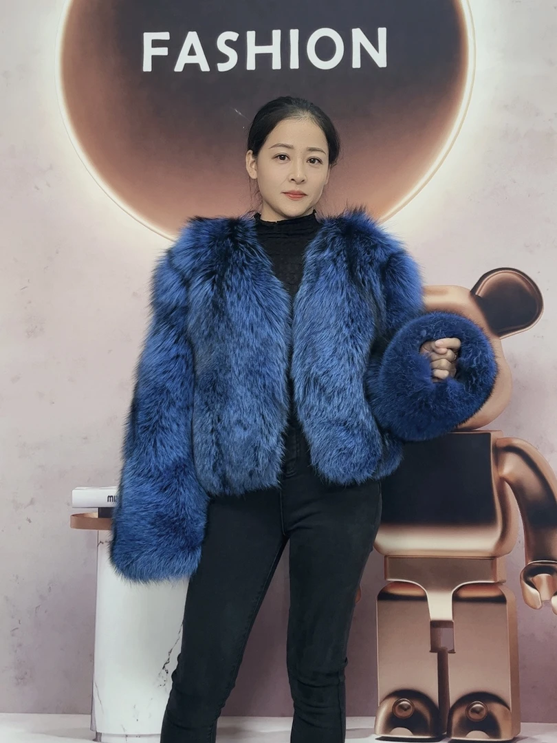 2024稀有狐狸银狐毛女毛毛衣外套女装短款时尚修身