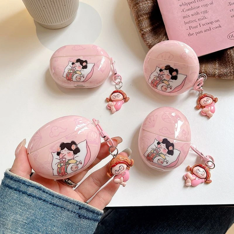 奶茶唐美人华为freebuds3/5保护套4e少女心se2可爱pro3蓝牙耳机壳