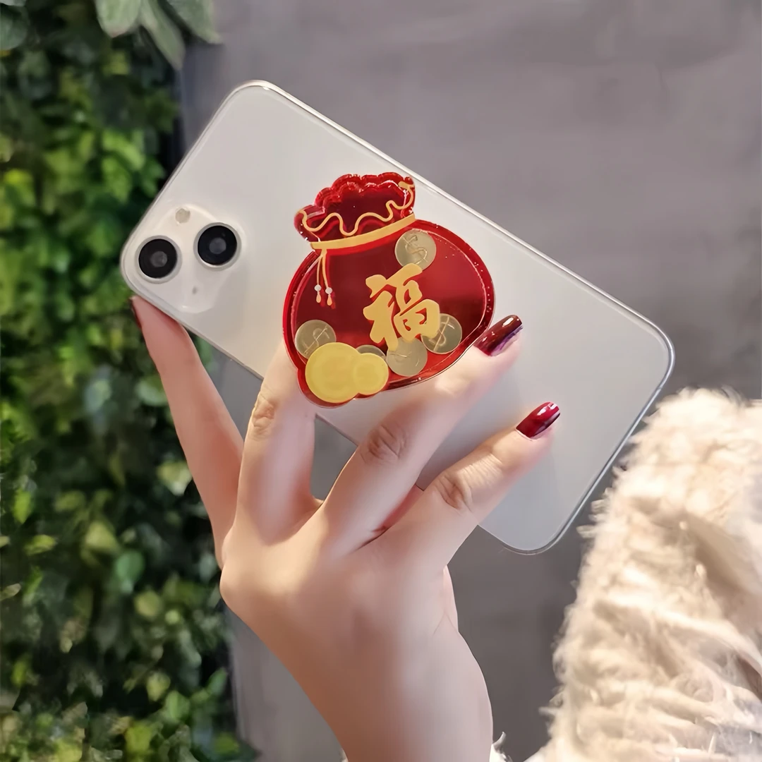 2024新龙年手机扣支架喜庆吉利伸缩粘贴式气囊后背贴创意个性新款
