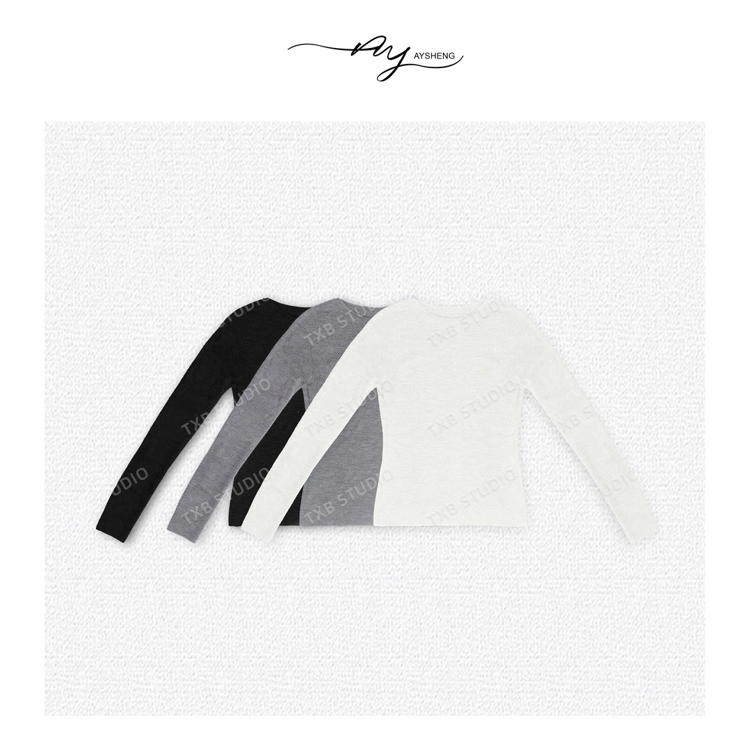 TXB 100%德国扬子纱精纺羊毛肌理感打底上衣XB-6801