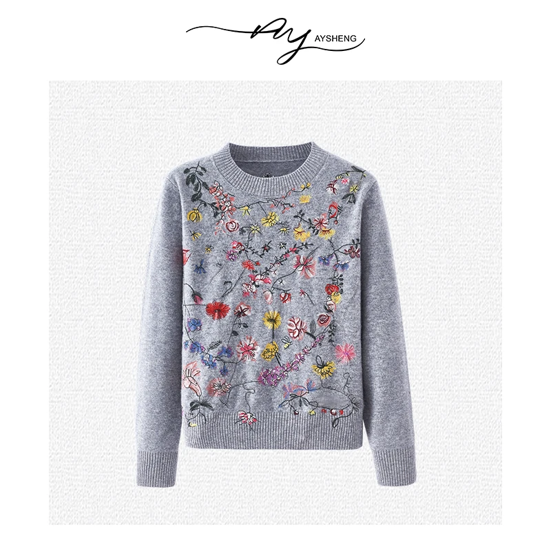 TXB 美莉诺羊毛重工刺绣针织衫CY-1302