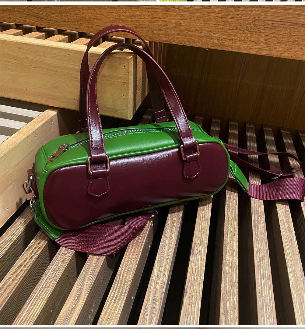 小众拼接洋气包通勤斜挎波士顿手提小包